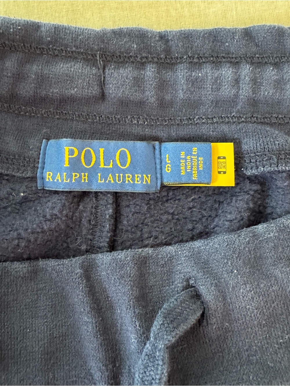 Ralph Lauren Navy Athletic Shorts with Yellow POLO Graphic - Picture 5 of 6